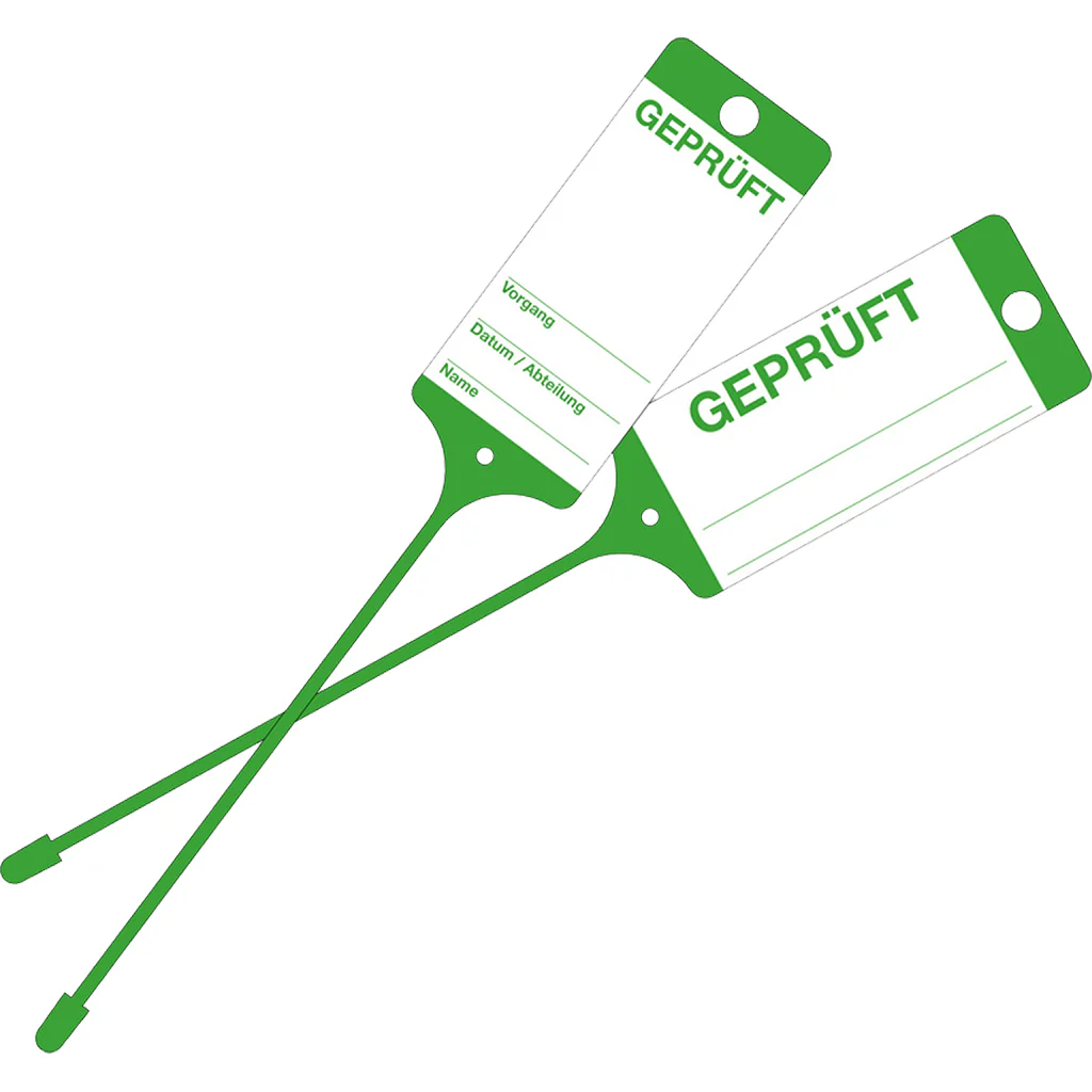 Warenanhänger / grün, "Geprüft"